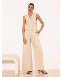 Lipsy - Linen Look Tie Front Sleeveless Jumpsuit - Lyst