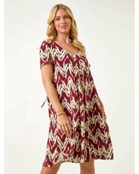 Roman - Petite Abstract Print Swing Stretch Dress - Lyst