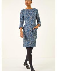 Roman - Paisley Print Pocket Shift Stretch Dress - Lyst