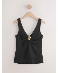 Next - Soft Touch Slinky Sleeveless Hardware V-Neck Top - Lyst