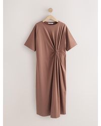 Next - Short Sleeve T-Shirt Twist Midi Dress - Lyst