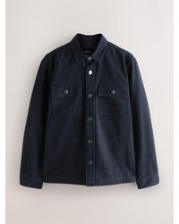 Next - Plain Canvas Check Lined Shacket - Lyst