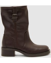 Reiss - Leather Pull-On Biker Boots - Lyst