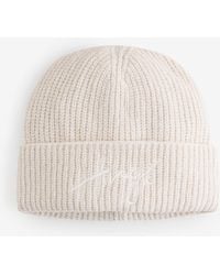 HUGO - Script Logo Knitted Beanie Hat - Lyst