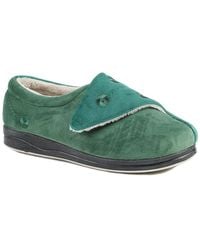 Pavers - Wide Fit Ladies Touch Fasten Full Slippers With Permalose Sole - Lyst