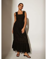 South Beach - Palm Broderie Tie Back 100% Cotton Maxi Dress - Lyst