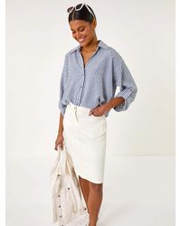 Roman - Cotton Denim Stretch A-Line Skirt - Lyst