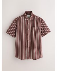 Next - Regular Fit Stripe Short Sleeve Lyocel Cotton Blend Smart Shirt - Lyst