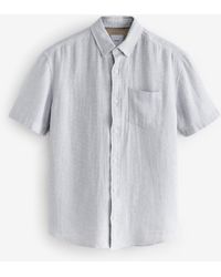 Next - Standard Collar Cotton Linen Blend Short Sleeve Shirt - Lyst