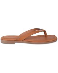 OFF THE HOOK - Tan Freya Leather Thong Flat Sandals - Lyst