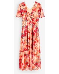 Jolie Moi - Floral Print Mesh Wrap Maxi Dress - Lyst