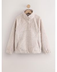 Self - Oatmeal Borg Popper Neck Jumper - Lyst