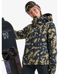 Roxy - Fennel Seed Big Flower Print Jetty Technical Ski Jacket - Lyst