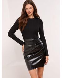 Lipsy - 2-In-1 Crew Neck Long Sleeve Knitted Mini Dress - Lyst