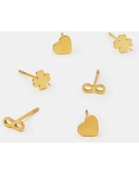 Accessorize - 3 Pack Stainless Steel Charm Stud Earrings - Lyst