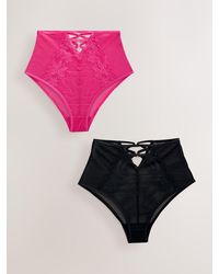 Next - High Waist Lace Front Strappy Knickers 2 Pack - Lyst