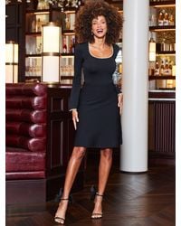 Sosandar - Knitted Pearl Trim Fit & Flare Dress - Lyst