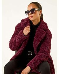 Roman - Petite Teddy Longline Coat - Lyst
