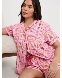 Simply Be - Shortie Print Revere Pyjamas Set - Lyst