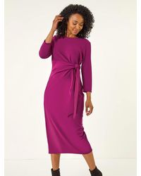 Roman - Petite Tie Waist Stretch Midi Dress - Lyst