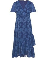 Yours Curve - London Flower Jacquard Wrap Dress - Lyst