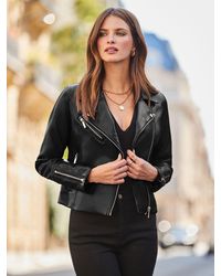 Sosandar - Faux Leather Biker Jacket - Lyst