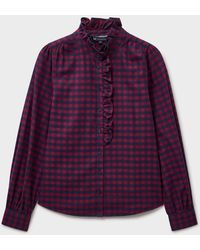 Crew - Harmony Frill Flannel Blouse - Lyst
