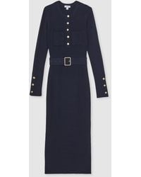 Reiss - Belted Knit Midi Dress - Lyst