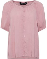 M Com - Crinkle Rayon Short Sleeve Blouse - Lyst