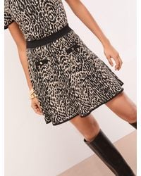 Lipsy - Leopard Print Buttoned Knitted Mini Skirt - Lyst