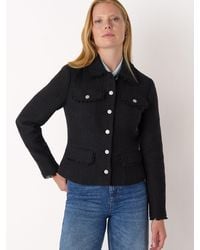 Whistles - Crop Boucle Collarless Jacket - Lyst