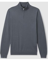 Reiss - Blackhall Pullover Aus Merinowolle Mit Trichterhals Und Halbem Reißverschlussextra-Groß - Lyst