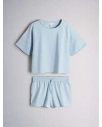 The Set - 2 Pack Raglan T-Shirt And Short Sweat Co-Ord Pale - Lyst