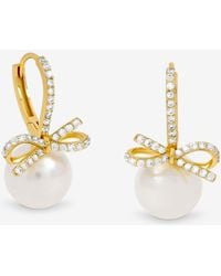 Jon Richard - Plated Crystal Bow And Pearl Hoops - Lyst