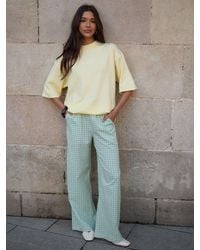 Threadbare - Gingham Wide Leg Trousers With Pockets - Lyst