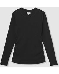 Reiss - Cotton Long-Sleeve Ruched T-Shirt With Stretch - Lyst
