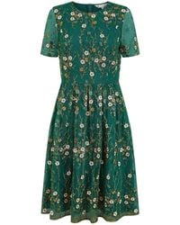 Yumi' - Embroidered Floral Skater Dress - Lyst