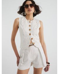 River Island - Lange, Gestreifte, Lange Shorts Mit Gürteleu 44 (Uk 16) - Lyst