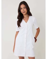 Threadbare - Denim Button Up Mini Dress - Lyst