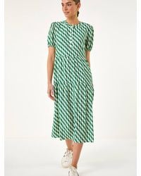 Roman - Geo Print Button Shirt Midi Dress - Lyst