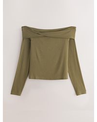 Next - Off-The-Shoulder Twist Long Sleeve Top With Tencel Lyocell - Lyst