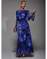 Jolie Moi - Long Sleeve Slash Neck Maxi Dress - Lyst