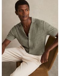 Reiss - Royce Pointelle Button-Through Shirt - Lyst