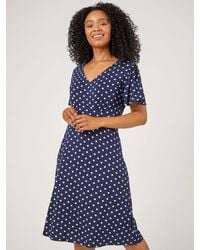 Roman - Petite Spot Print Stretch Jersey Dress - Lyst