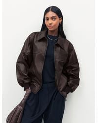 Urban Code - Boyfriend Leather Bomber Jacket - Lyst