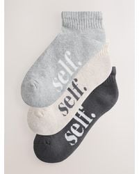 Self - Cushion Sole Side Slogan Lounge Trainer Socks 3 Pack - Lyst