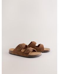 Next - Tan Leather Two Buckle Sandals - Lyst