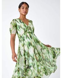 Roman - Abstract Print Hanky Hem Chiffon Dress - Lyst