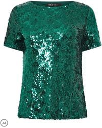 M Com - Petite Layered Sequin Top - Lyst