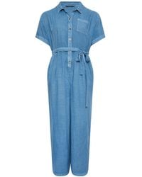Yours Curve - Limited Collection Chambray-Jumpsuit Aus 100% Baumwolle Mit Weitem Bein44 - Lyst